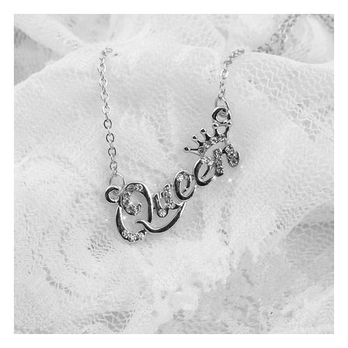 Queen Letter Pendant Necklace Silver