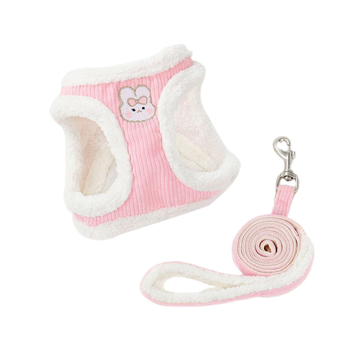 1 Set Cat Harness Rabbit Embroidery Pet Leash Pink