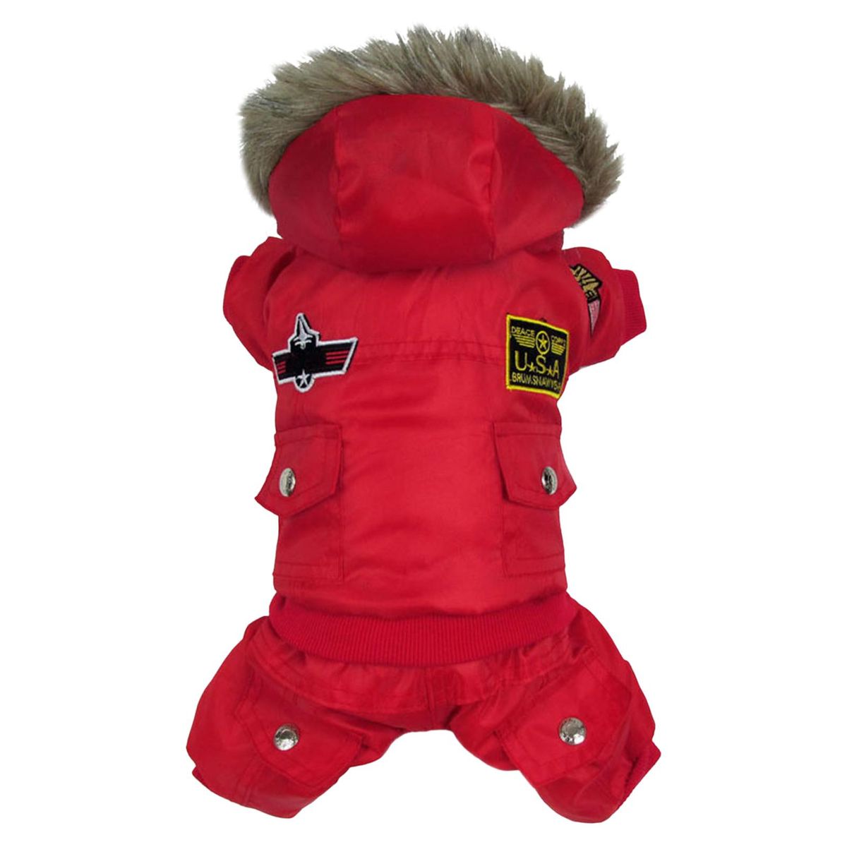 Dog Down Coat Winter Four-legged Pet Puppy Dog Hooded Coat Red