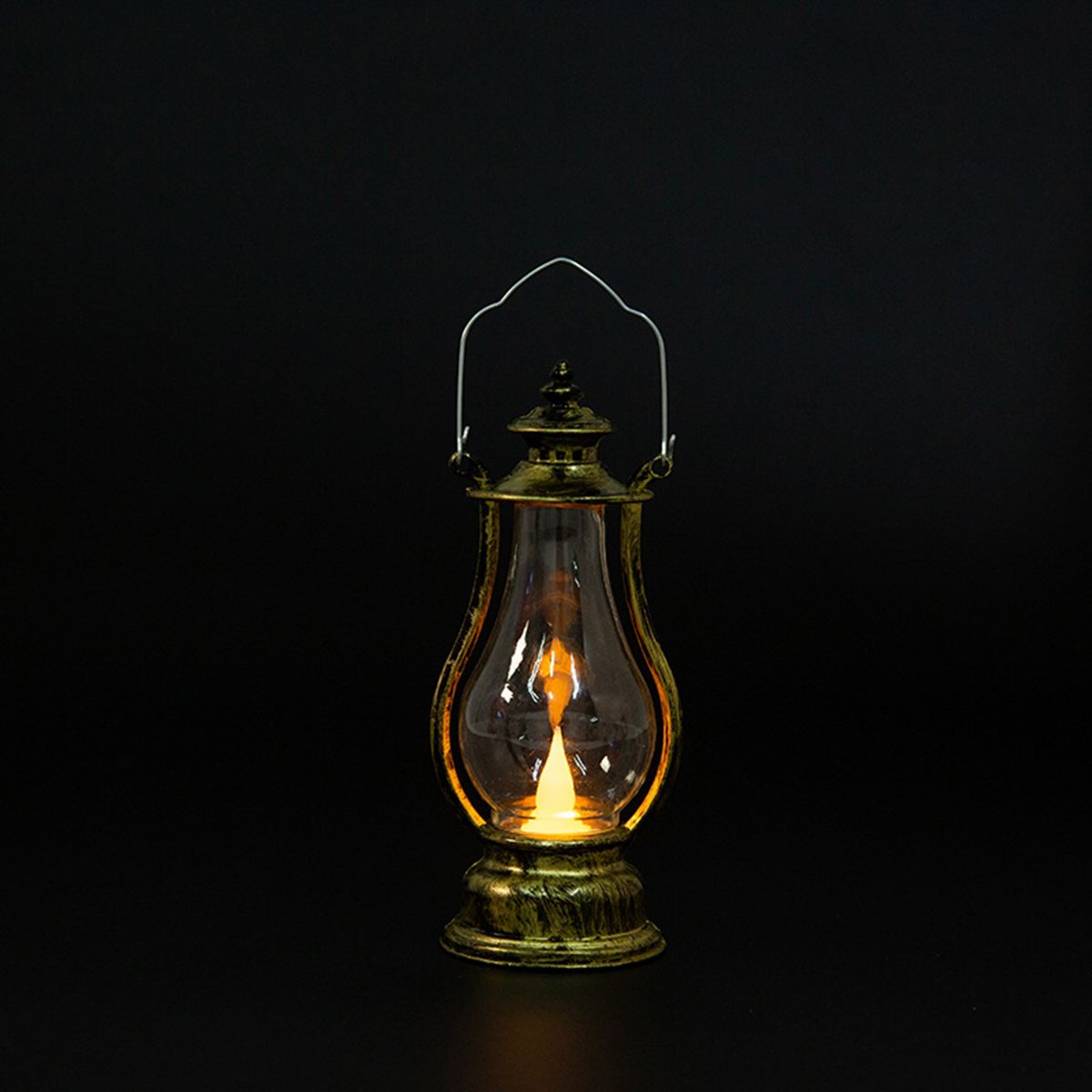 Electronic Candle Light Hanging LED Lantern Lamp Antique Gold