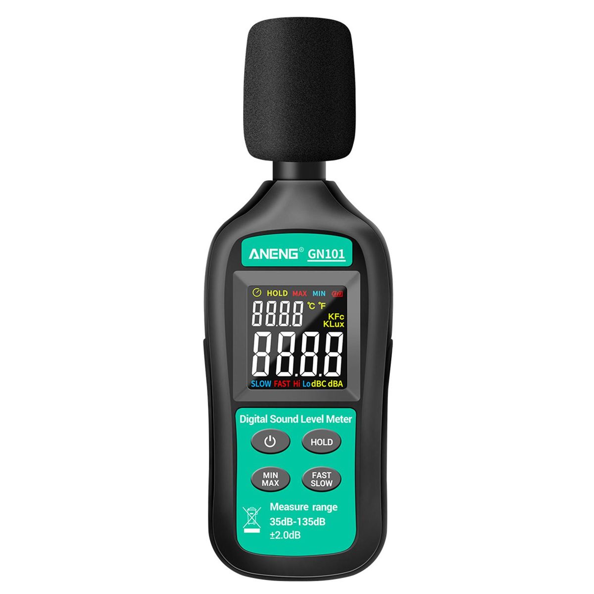 ANENG Digital Noise Meter 35db-135db Decibel Meter LCD Display Sound Level Meter High-precision Sound Decibel Monitor Professional Noise Tester Household Noise Measuring Instrument with Condenser Microphone