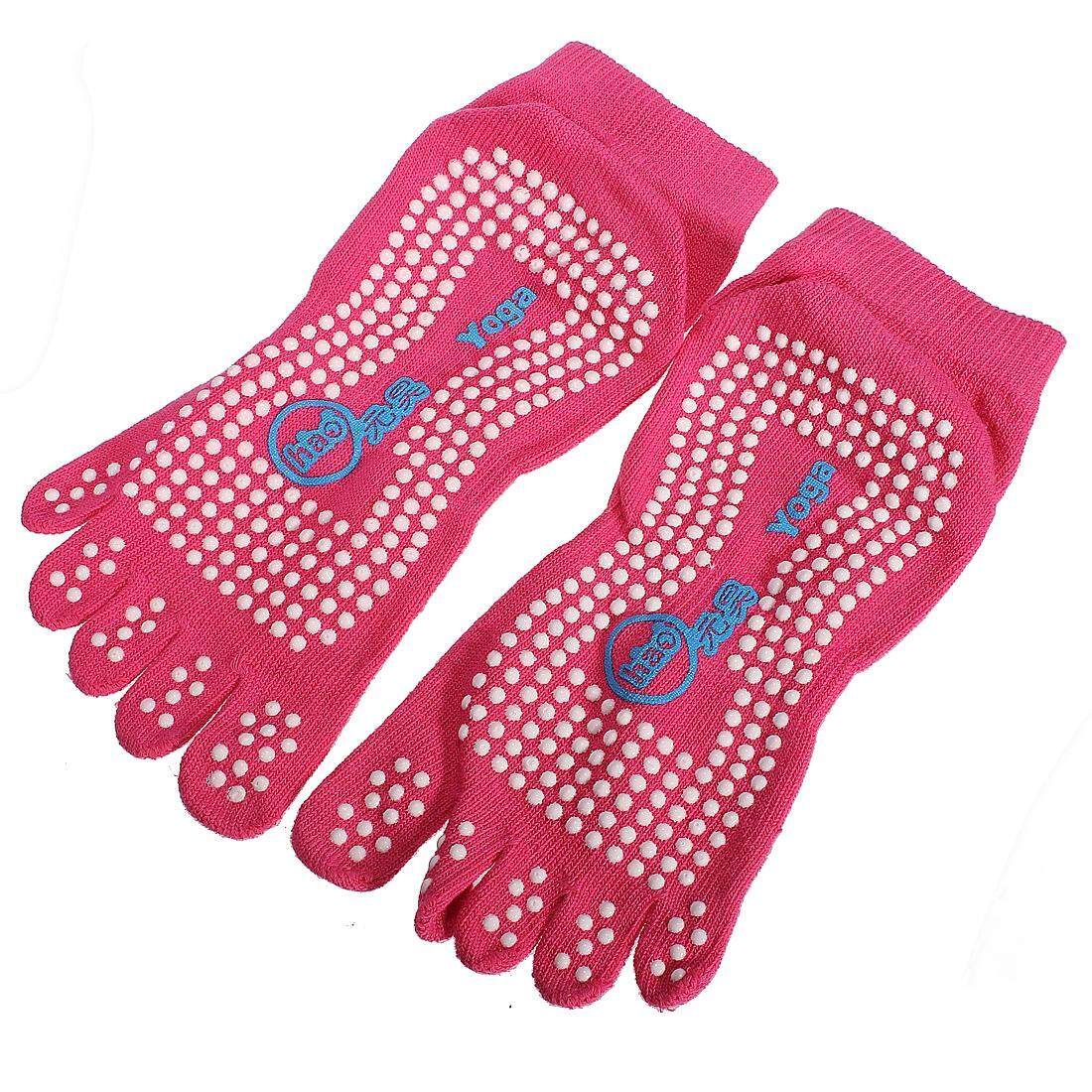 Women Cotton Nonslip Fulltoe Grip Yoga Fitness Silicon Massage Dots Socks HOT Apricot