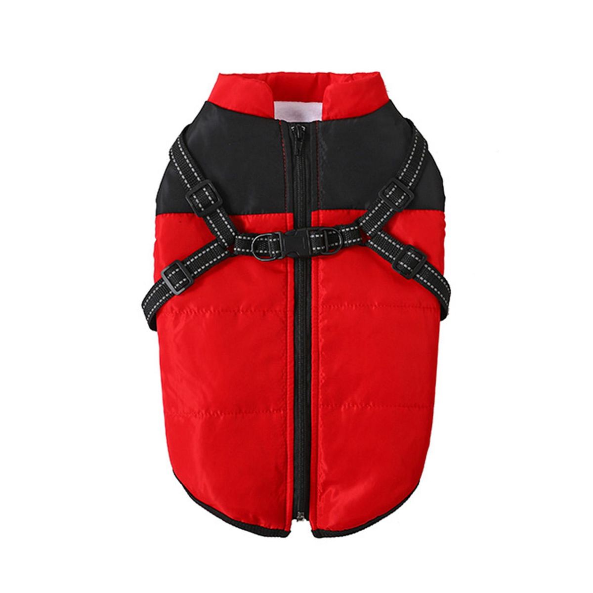 Dog Jacket Winter Fleece Lined Dog Clothes Waistcoat Red Black