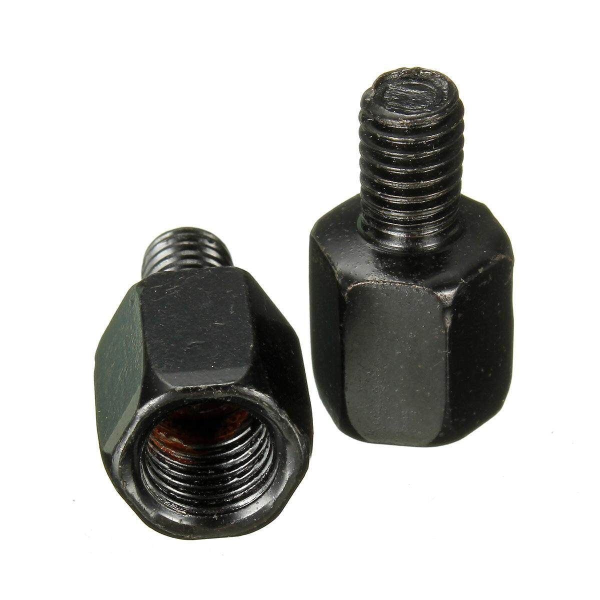 2x Black Motorcycle Rear View 10mm To 8mm Mirror Adapter Bolts Screw For Yamaha