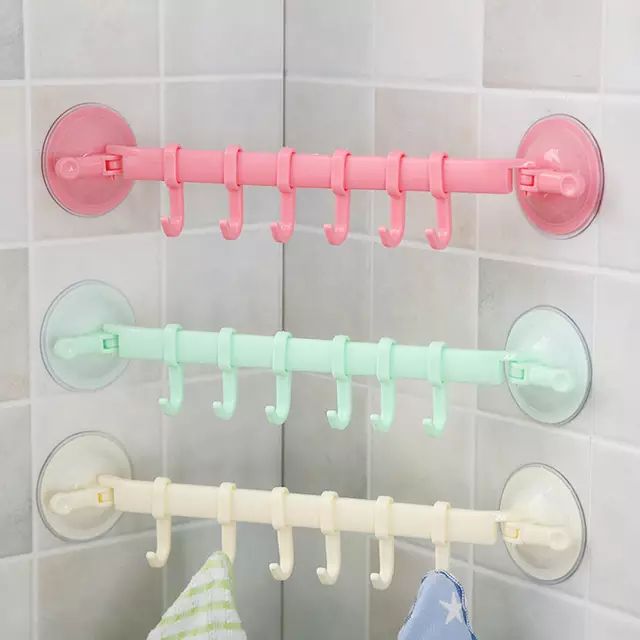 3pcs Suction 6 Hooks Kitchen/Bathroom Wall Hooks/Hangers