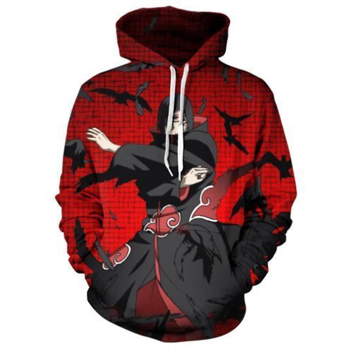 Men's Print Anime Hoodie Long Sleeve Top-red