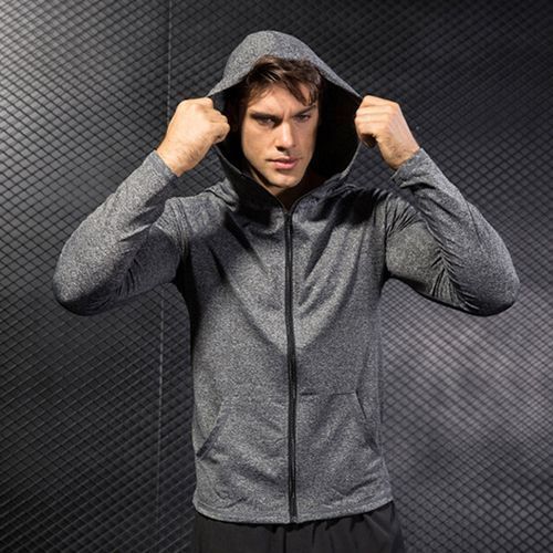 Men's Fashion Running Sports Jacket,Long Sleeve Sports Hoodie（Gray）