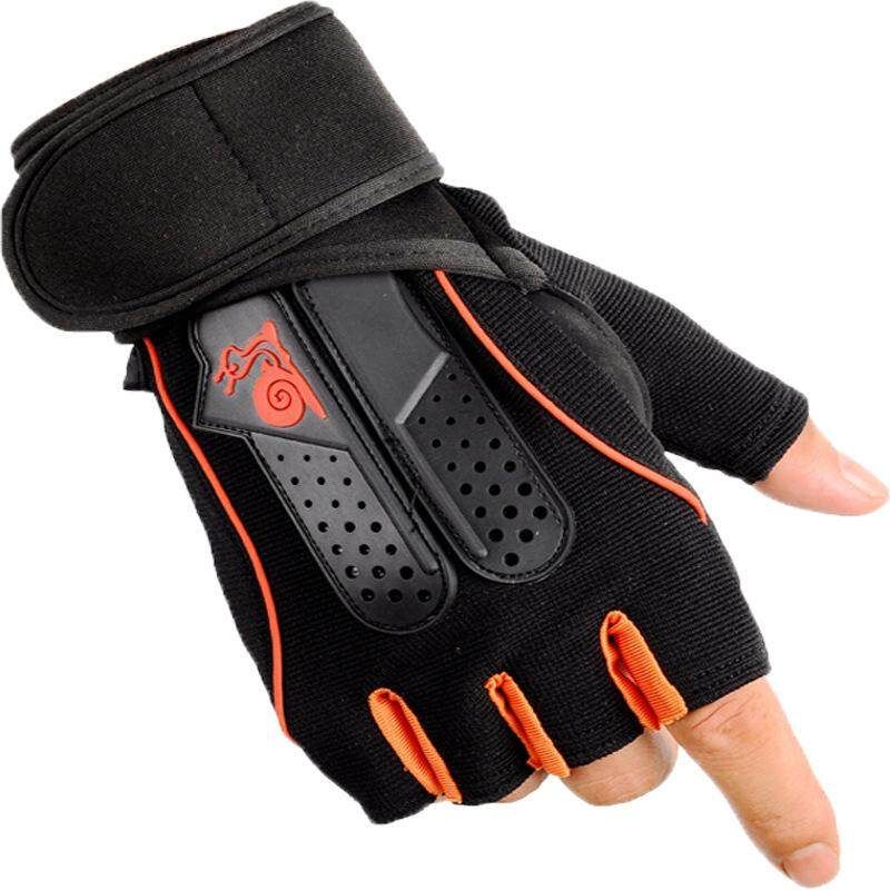 For Men Women M/L/XL 1 Pair Gym Neoprene Weight Lifting Half Finger Bodybuilding Powerlifting Wrist Training Exercise Orange Black Orange XL