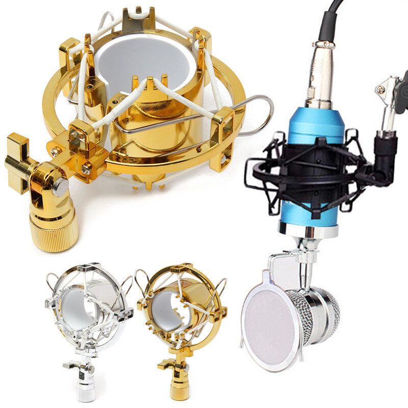 Gold/Silver Microphone Shock Mount Cradle Holder Clip Stand For Recording Stud Silvery