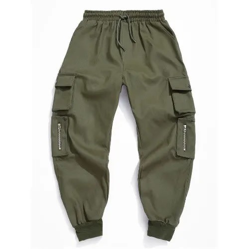 Men Plain Green Hoodie Combat Trouser