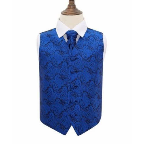 Paisley Floral Waistcoat With Hanky Set  - Blue
