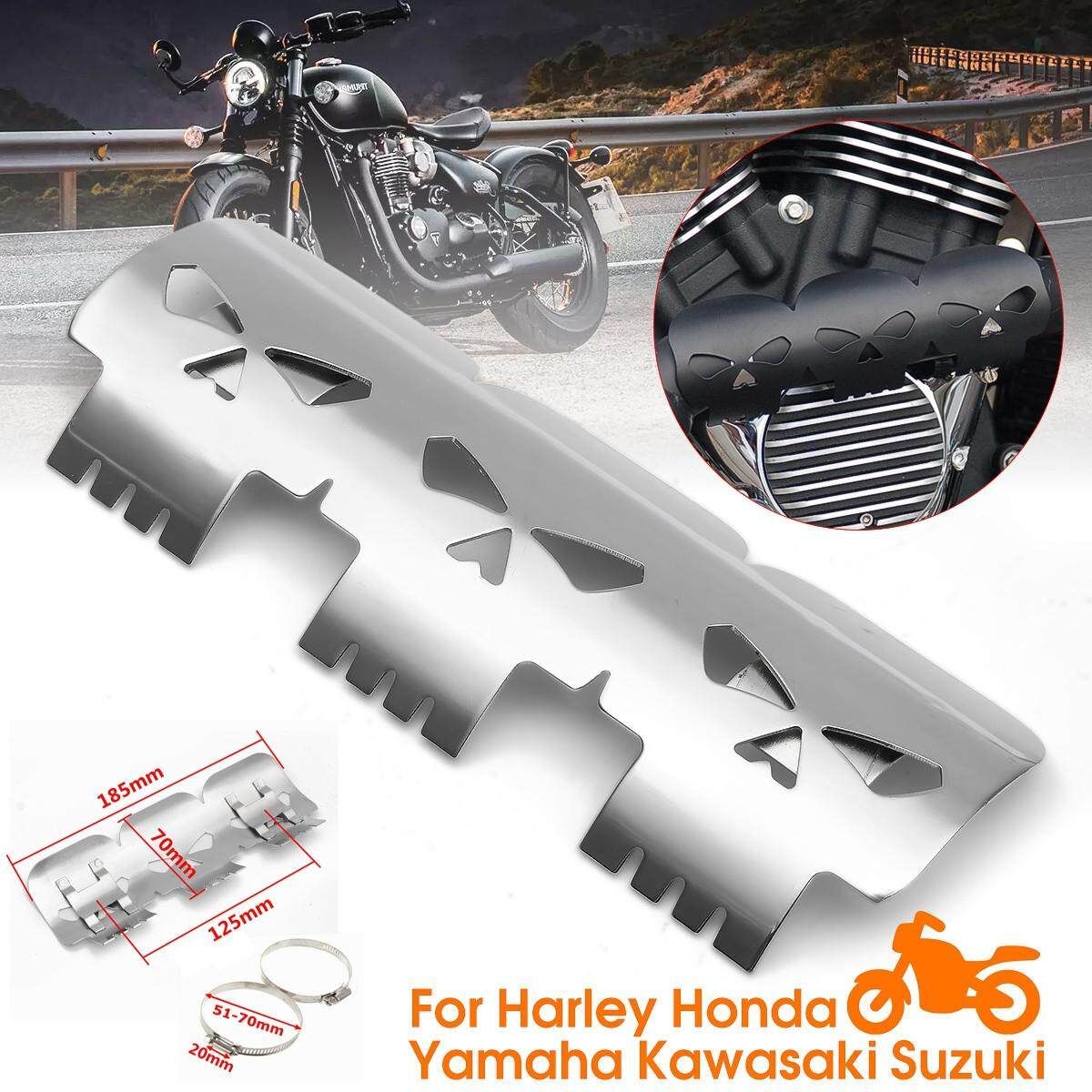 7 1/4'' New Skull Style Universal Exhaust Muffler Pipe Heat Shield Cover Chrome