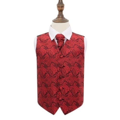 Men's Floral Waistcoat  - Wine