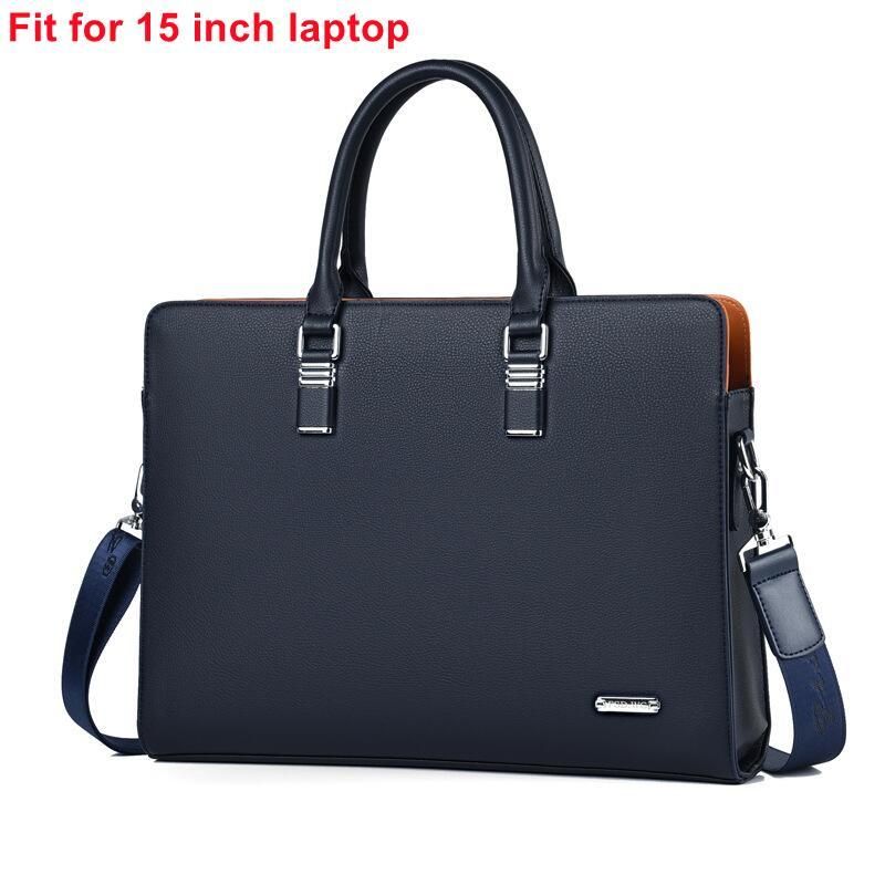 Men's One Shoulder Leather Texture Handbag Business Casual Crossbody Computer Brief