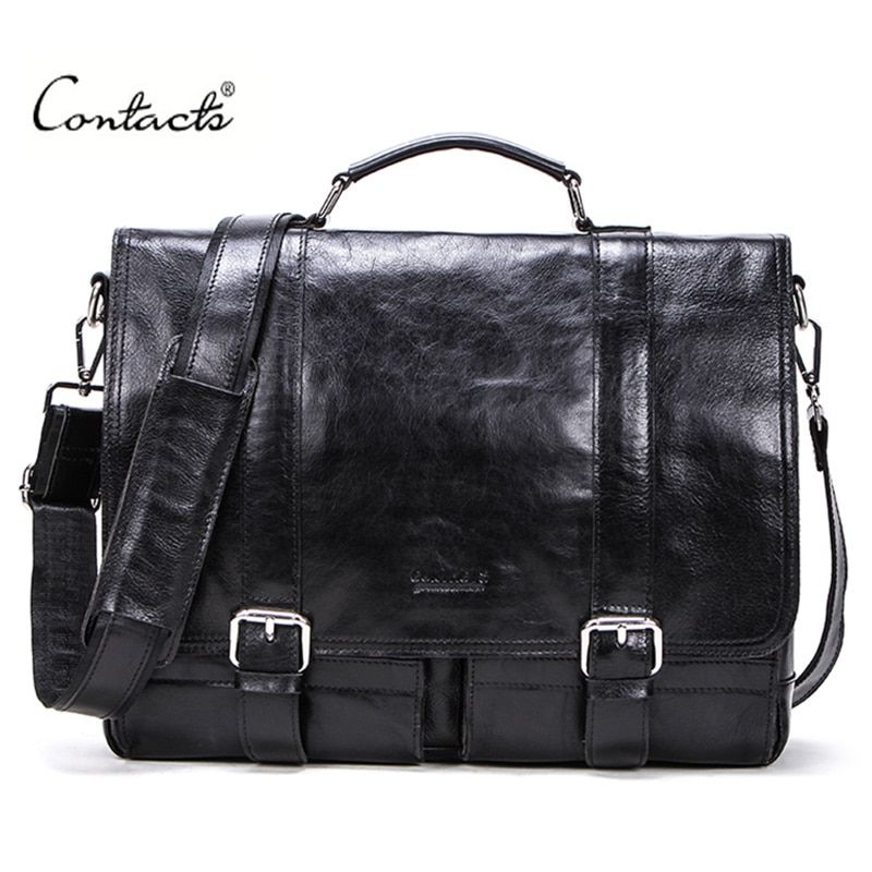 Vegetable Leather Men Briefcase For Lawyers 13inch Laptop Handbag Ipad Large Vintage