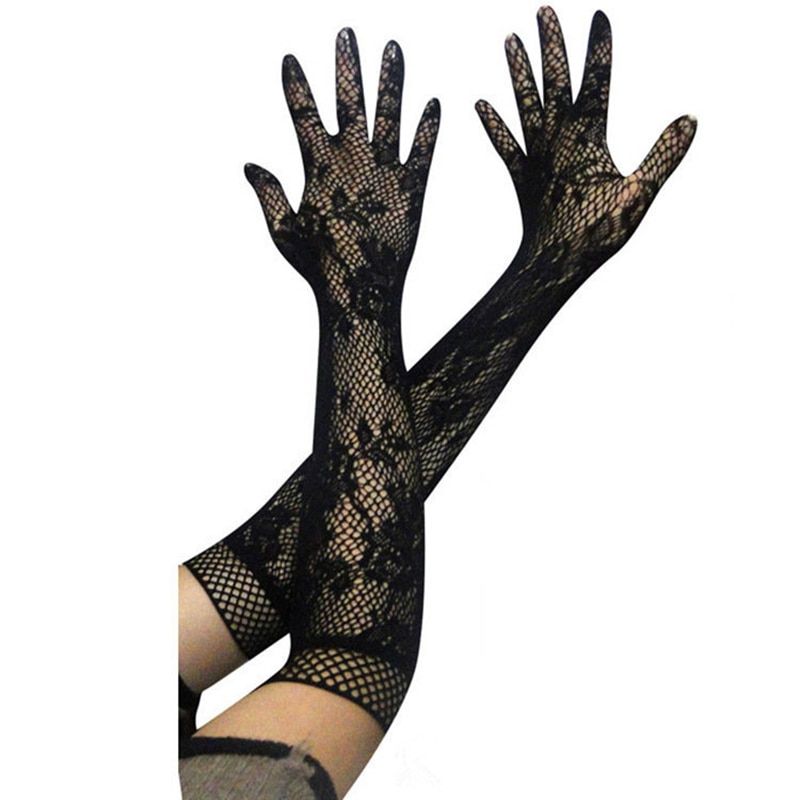 Sunscreen Gloves UV Protection Party Solid Color Etiquette Long Gloves Haling Hands Warm Gloves Women Driving Gloves Lace Long 1