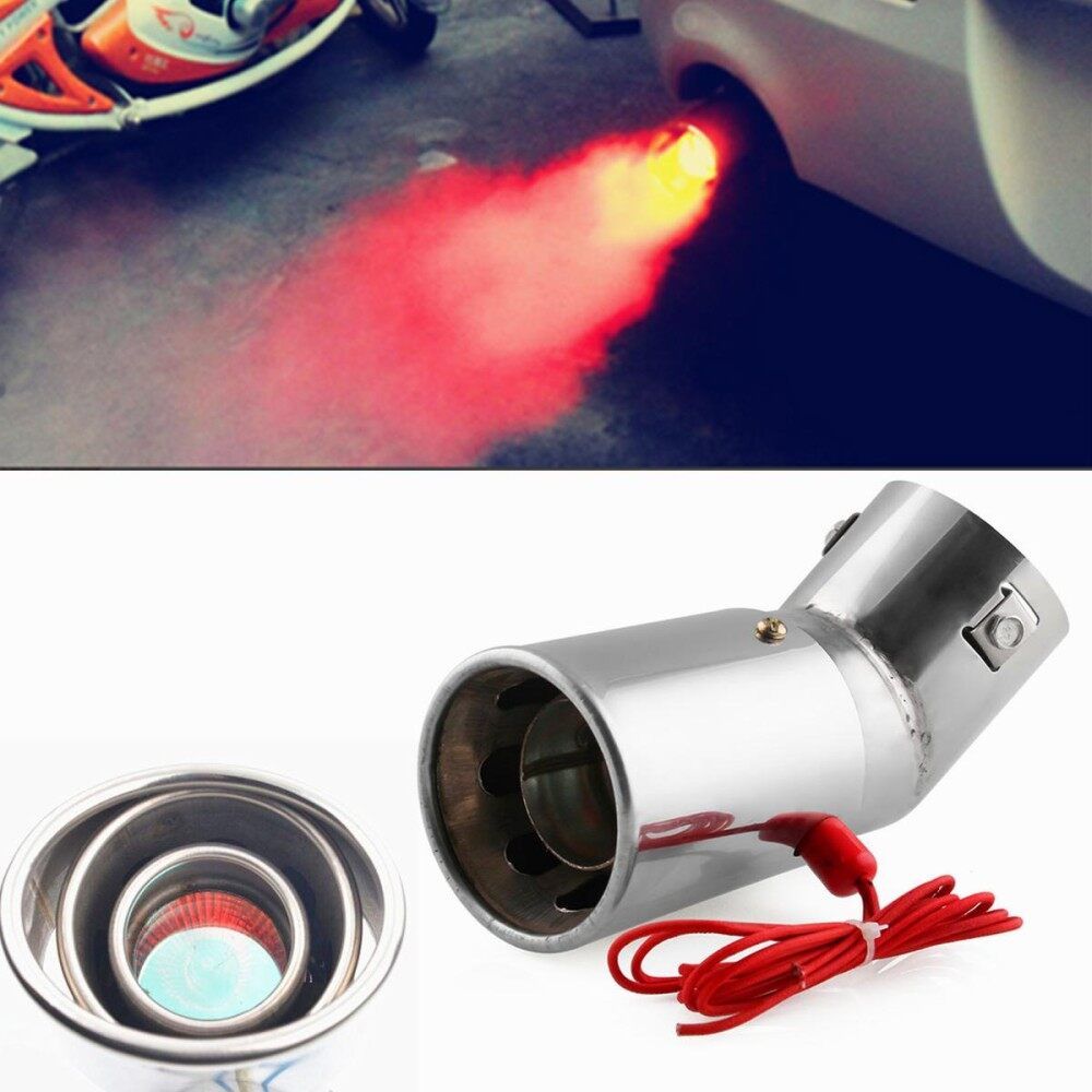 New Spitfire Car LED Exhaust Pipe Red Light Flaming Muffler Tip Universal Custom