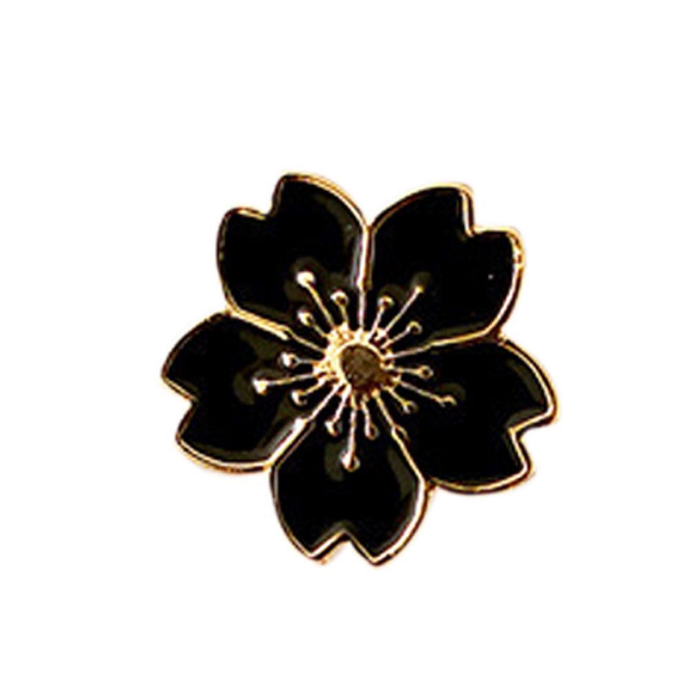 Flower Metal Brooch Pin Women Sweater Shirt-Black