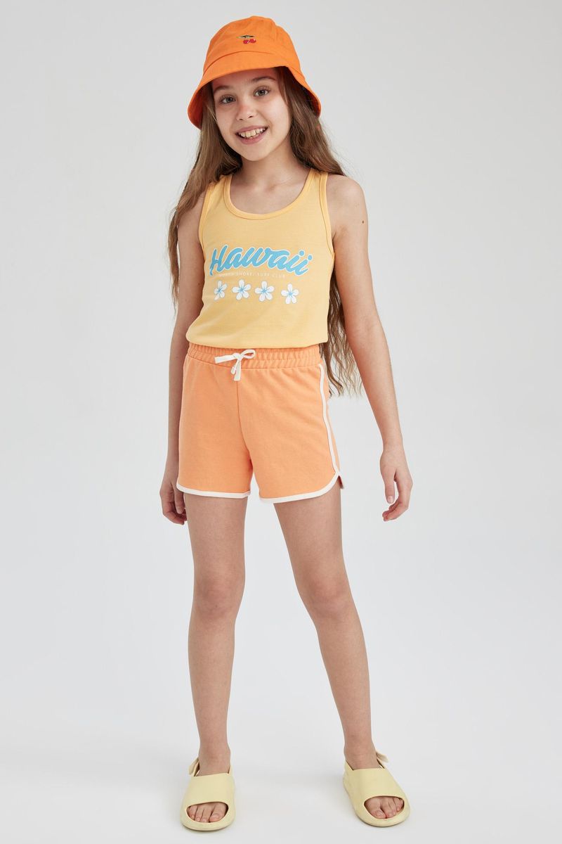 Girl Casual Knitted Short - Orange