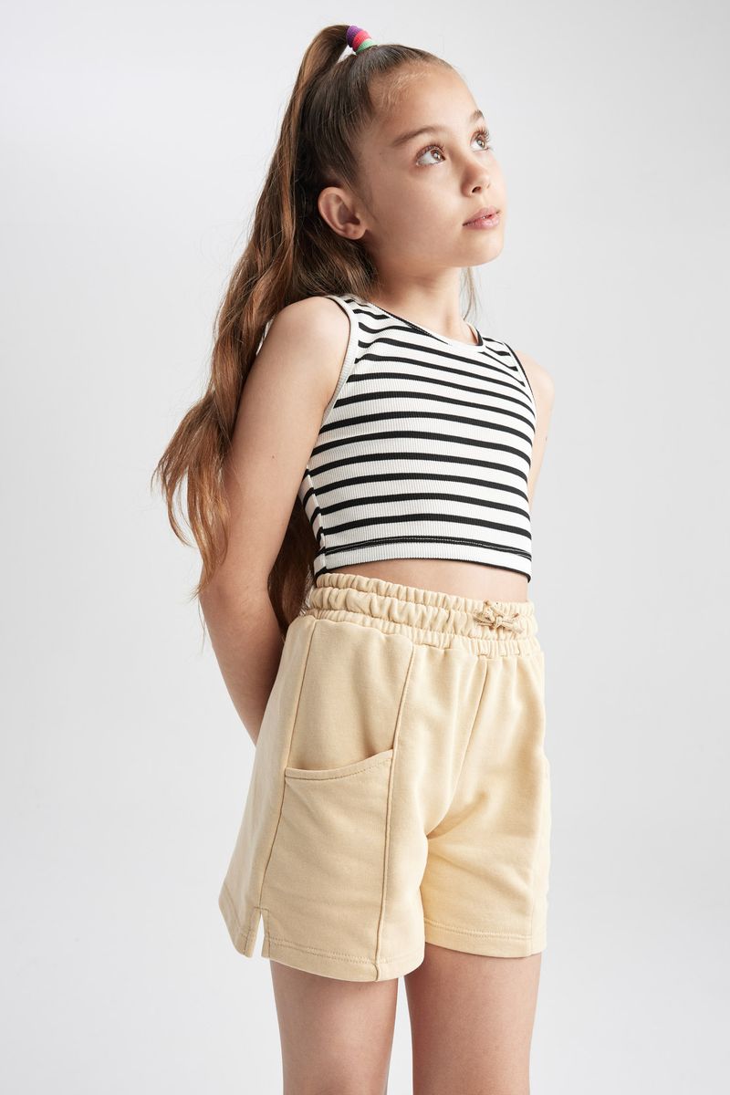 Girl Casual Knitted Short - Beige