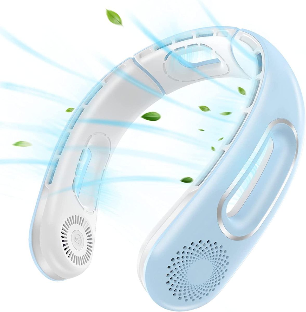 Hands Free Bladeless Neck Fans 360° Cooling Neck Fan Blue