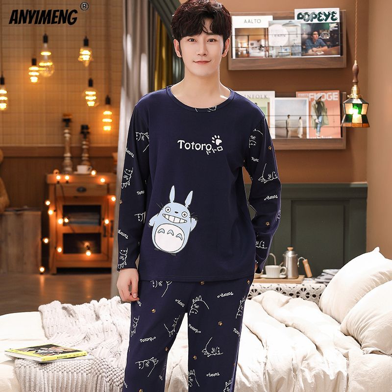 His And Hers Pajamas Fashion Matching Pyjamas Long Sleeved Cartoon Printing Fall Winter Youth Couple's Pijama Sleepwear As Shown Size 4XL