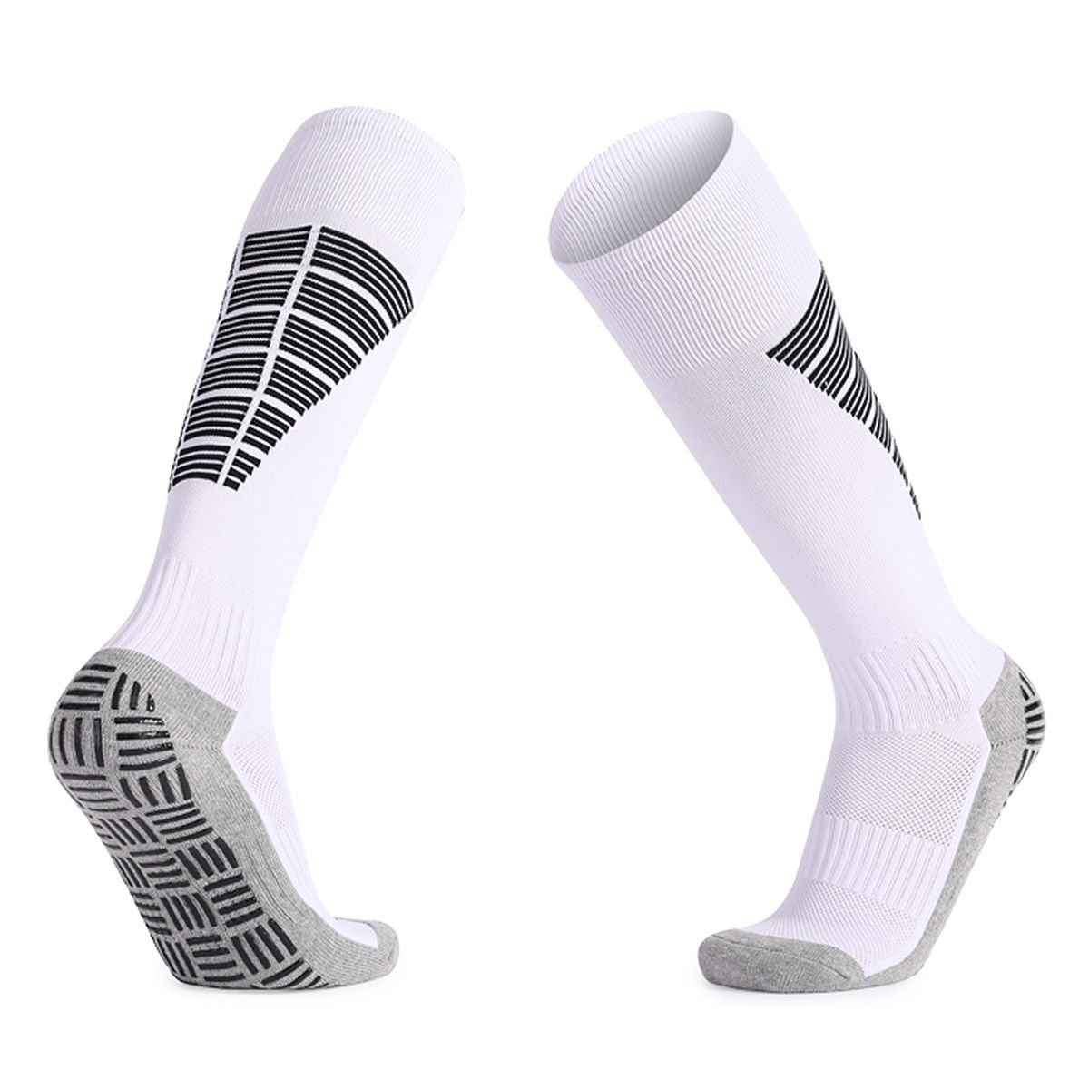 Anti Slip Sport Knee High Socks Athletic Socks For Mens And Women Running Training Football-White
