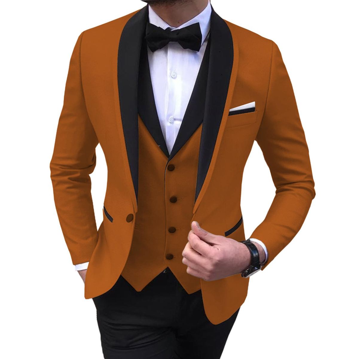 Slit Mens Suits Shawl Lapel Casual Tuxedos For Wedding Groomsmen Suits Men Auburn