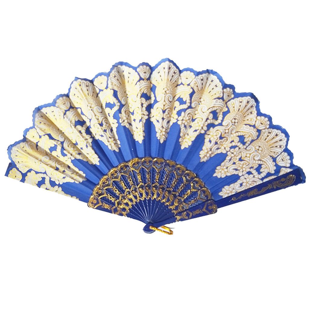 Solid 23cm Held Silk Pattern Folding Folding Party Paper Lace Wedding Dance 11 Color Hand Folding Fan Fan