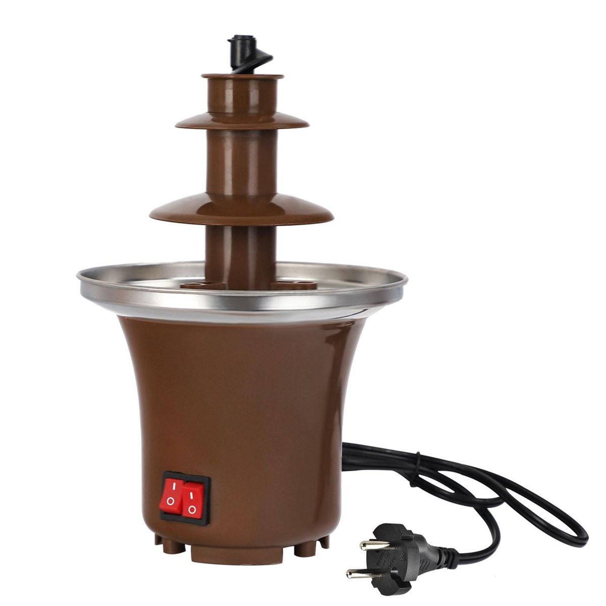 Three Layer Household Chocolate Fountain, Chocolate Melt Fondue, Chocolate Lava Machine for Melting Chocolate,, Chocolate Tower, Household Triple Chocolate Fountain
