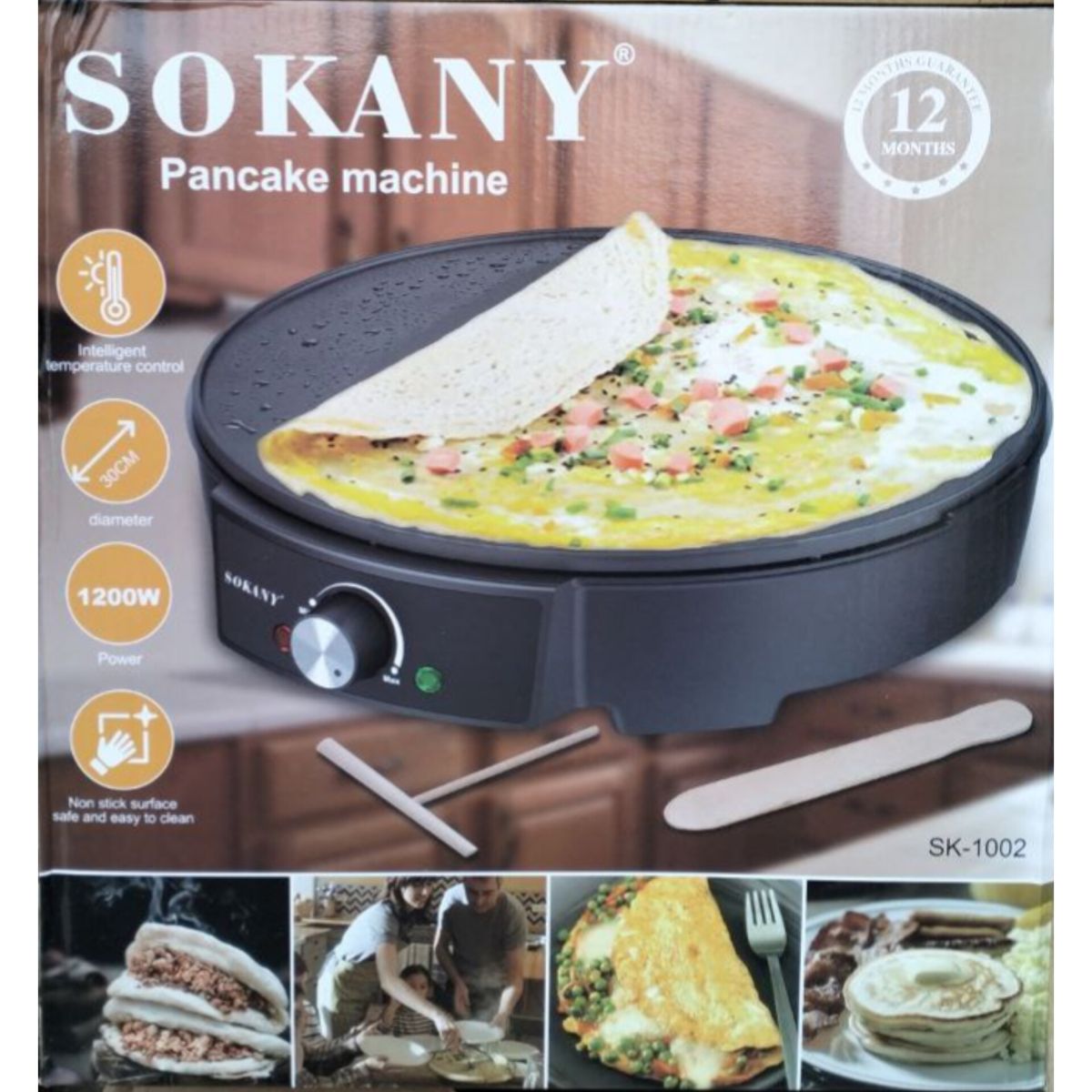 Sokany Electric Non Stick Pancake Baking Machine - 1200W