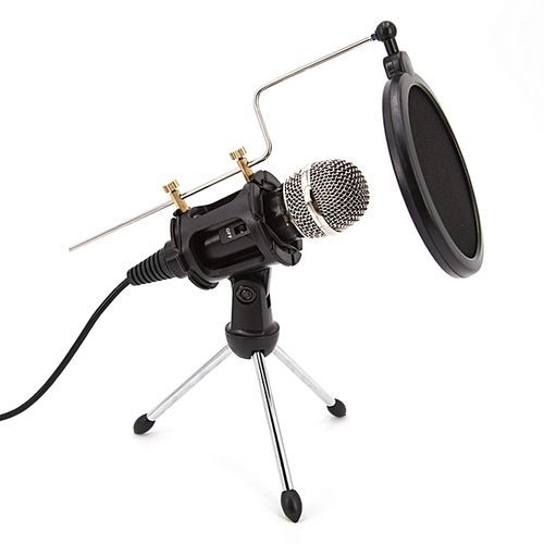 Professional Condenser Microphone, Plug &Play Home Studio For Iphone Android Recording,Podcasting,Online Chatting Such As Facebook,MSN,Skype,Desktop MIC Stand Dual-layer Acoustic Filter HT-S