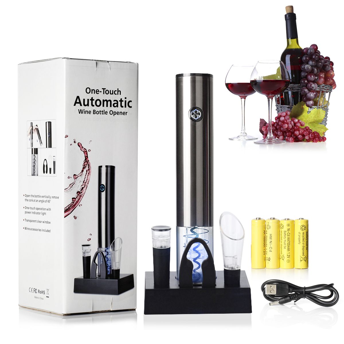 Automatic Bottle Opener Set Electric Corkscrew With Wine
