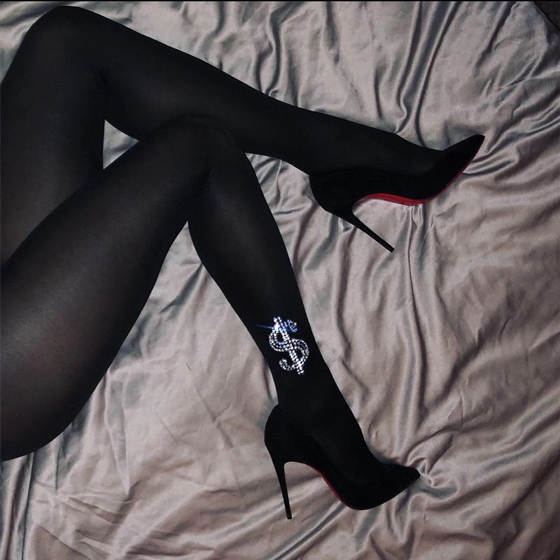 Women Stockings 120den Pantry Fish Nets Jacquard Sparkle Pantry Printed Glitter Tights Doller