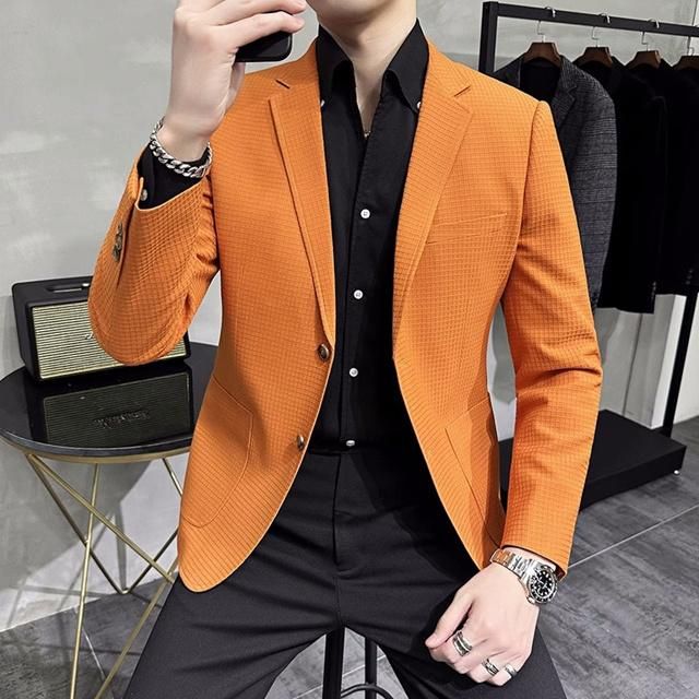 Arrival Orange Bs Men Brand Jacket  Slim Casual Coats Handsome B Masculino Mens Bs Tops Q790