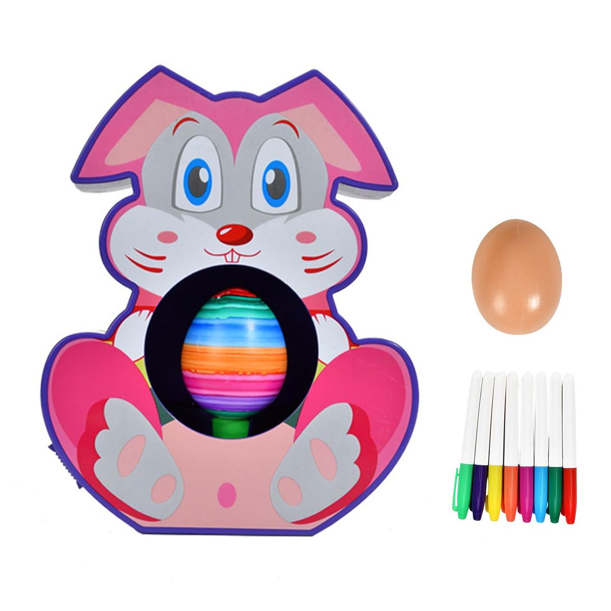 1 Set Egg Decorator Kit Rabbit Shape Electric Graffiti Easter Egg Spinner Toy