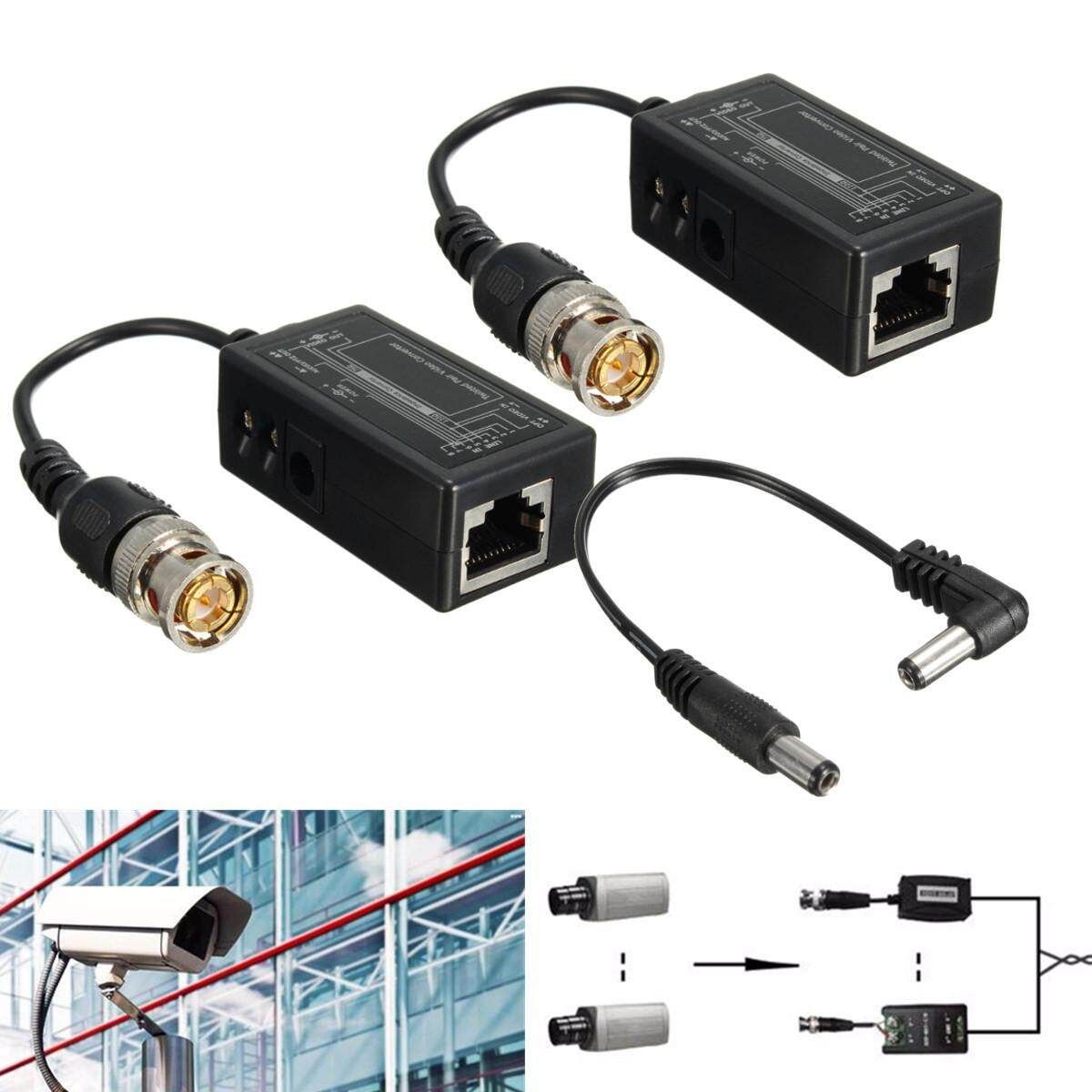 1Pair Male BNC To RJ45 Video Convert CAT5e 6 Cable For CCTV Camera