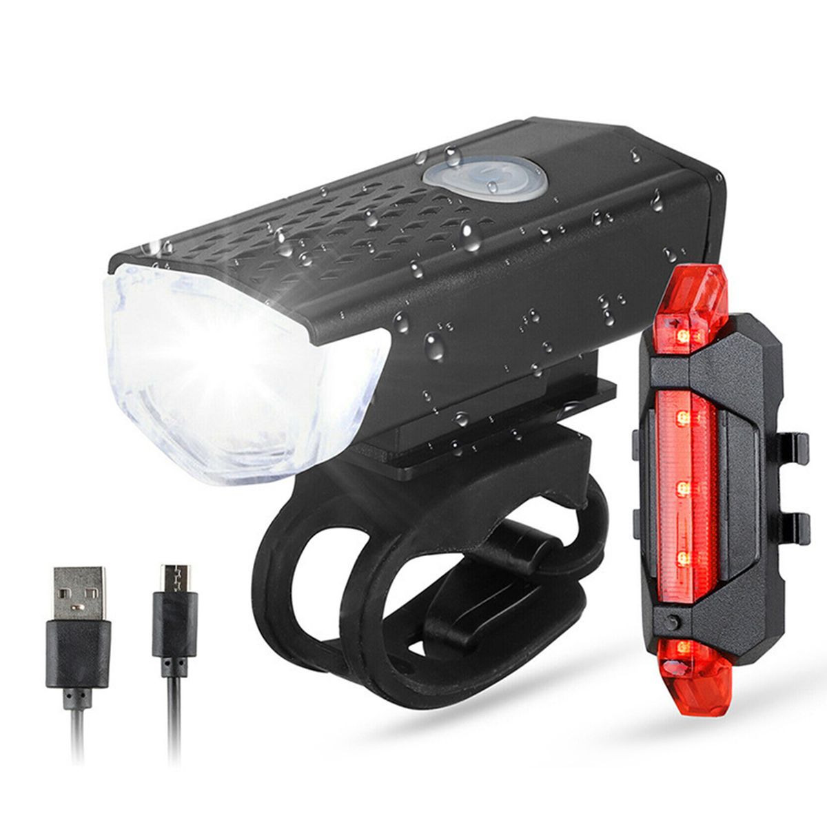 Bike Headlight Taillight Night Riding Safety Set