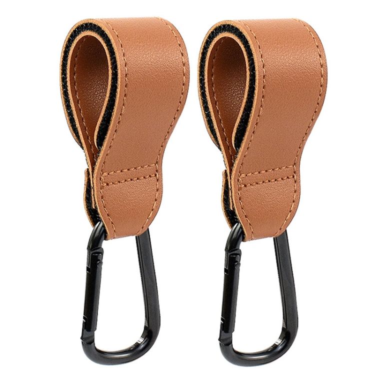 2 PCS Baby Stroller Hook And Loop Fastener Hook Brown