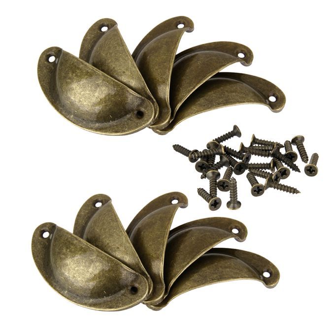 10Pcs Victorian Style Cup Shell Cupboard Drawer Cabinet Pull Handle D