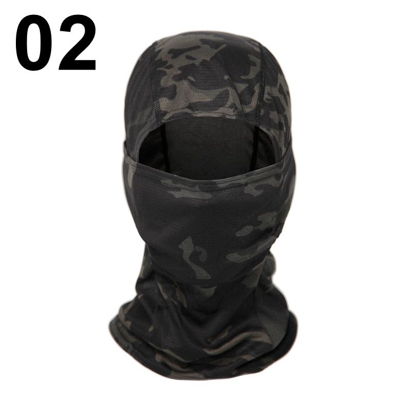 Tactical Balaclava Full Face Mask Ski Cycling Hunting Head Neck Cover Helmet Liner Cap Military Multicam Men Scarf 02 CP Black