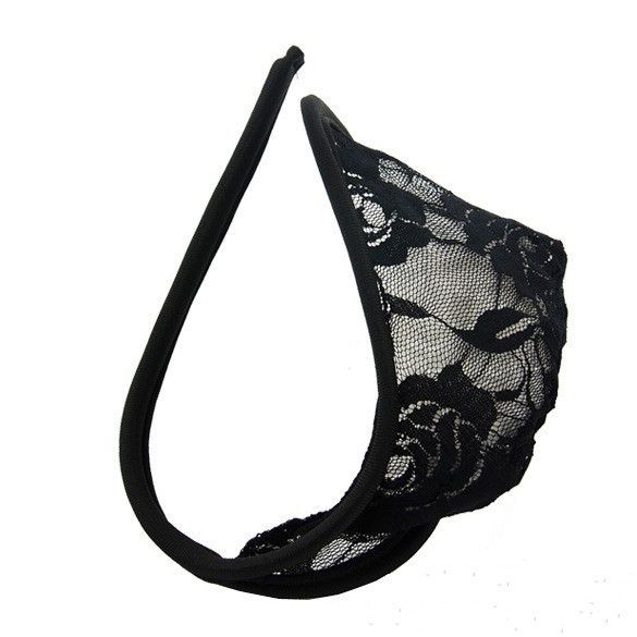 Black-Mens Womens C-string Invisible Underwear Bikini T Back Lace Briefs Uni