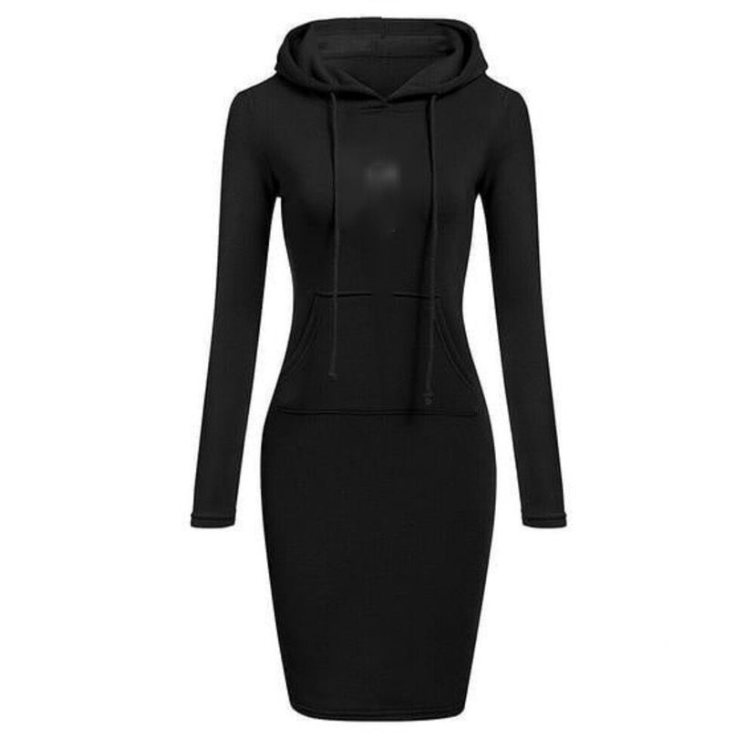 Black Midi Hoody Gown
