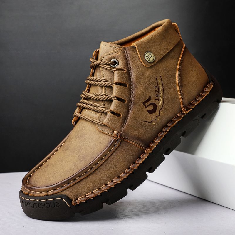 New Fashion Men's Leather Shoes Boot Shoes-Brown
