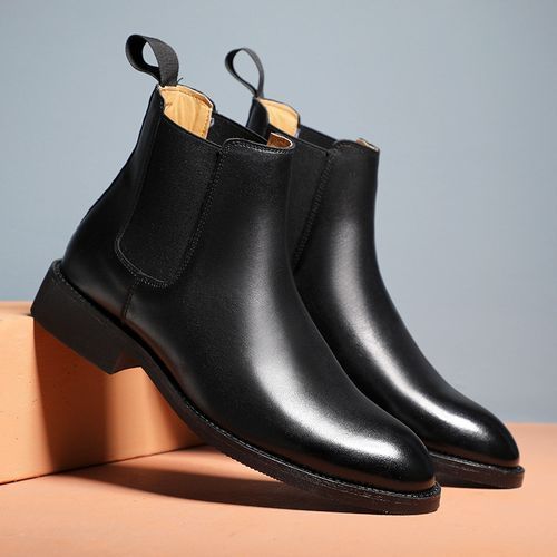 Men British Casual Chelsea Boots Leather Business Dress Soft Office Safety 389c