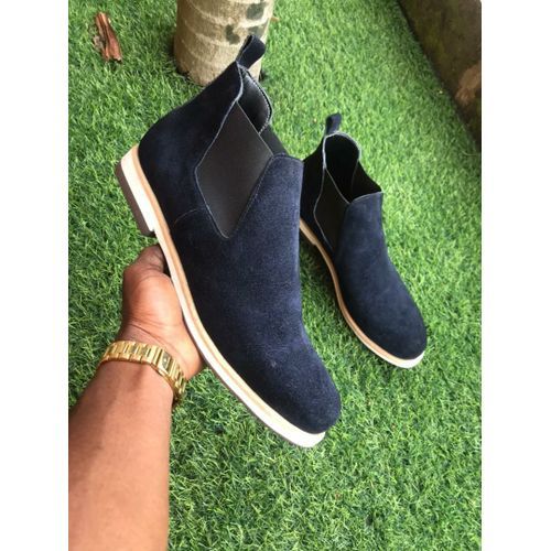 Blue Suede Chelsea Boots