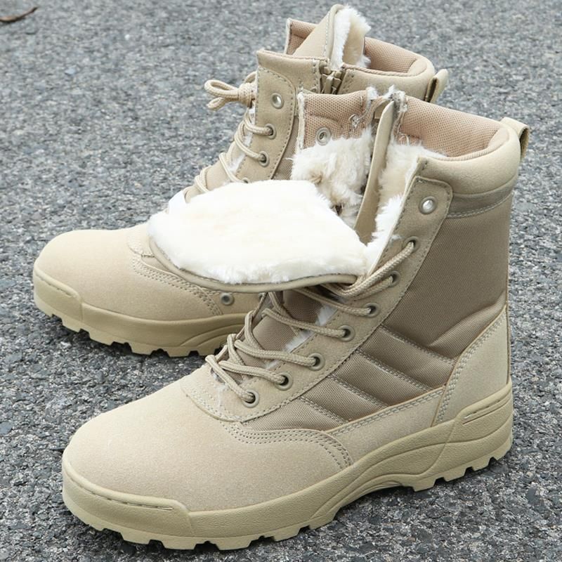 Winter Ary Boots Men Fleece Snow Boots Tactical Ankle Men's Work-Desert