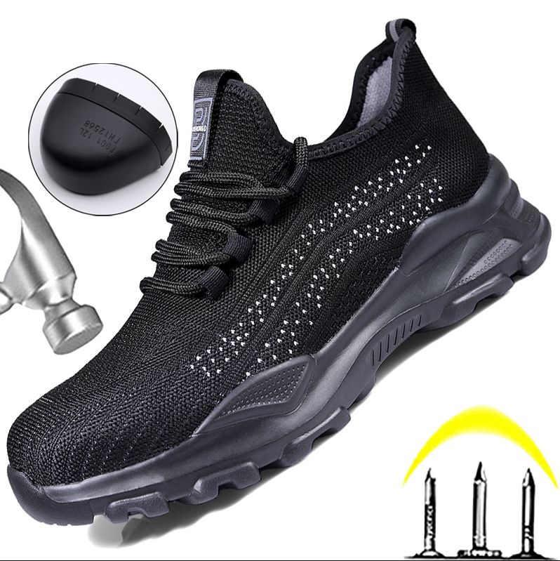 Safety Shoes Men Indestructible Work Sneakers Steel Toe Shoes