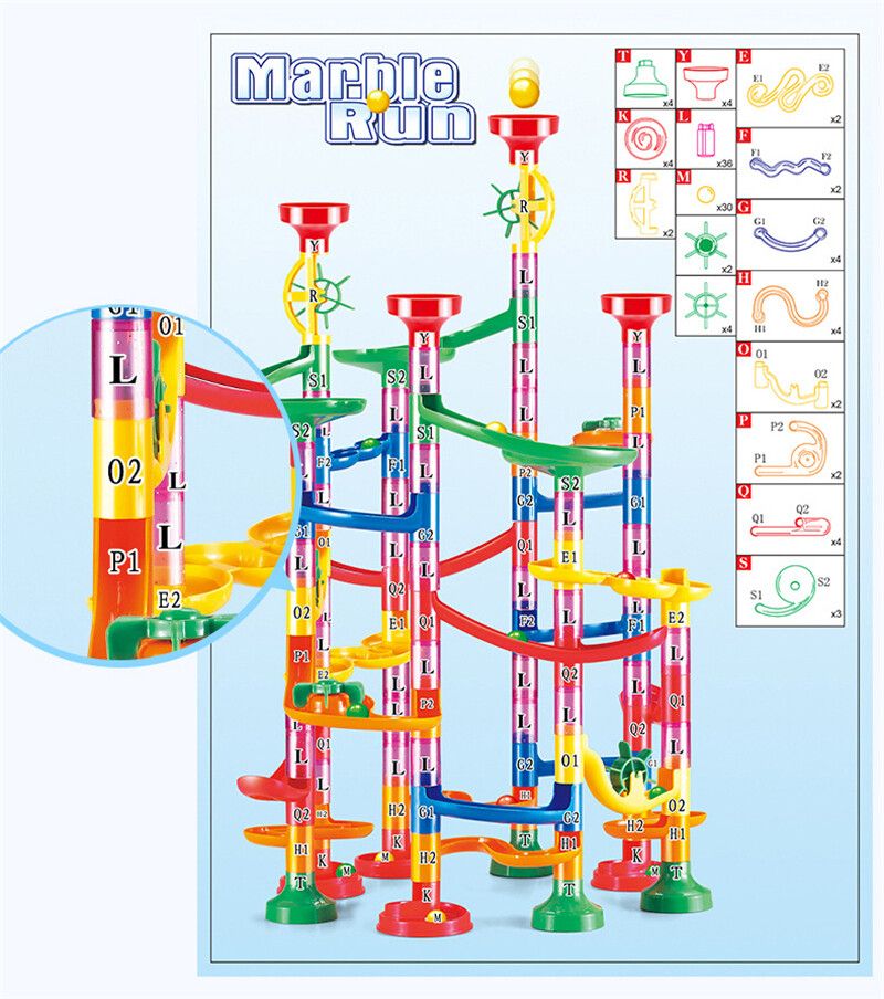 109Pcs Set 3D Construction Marble Race Run Maze Ball Track Building Blocks Compatible Set For Children Early Development Toys