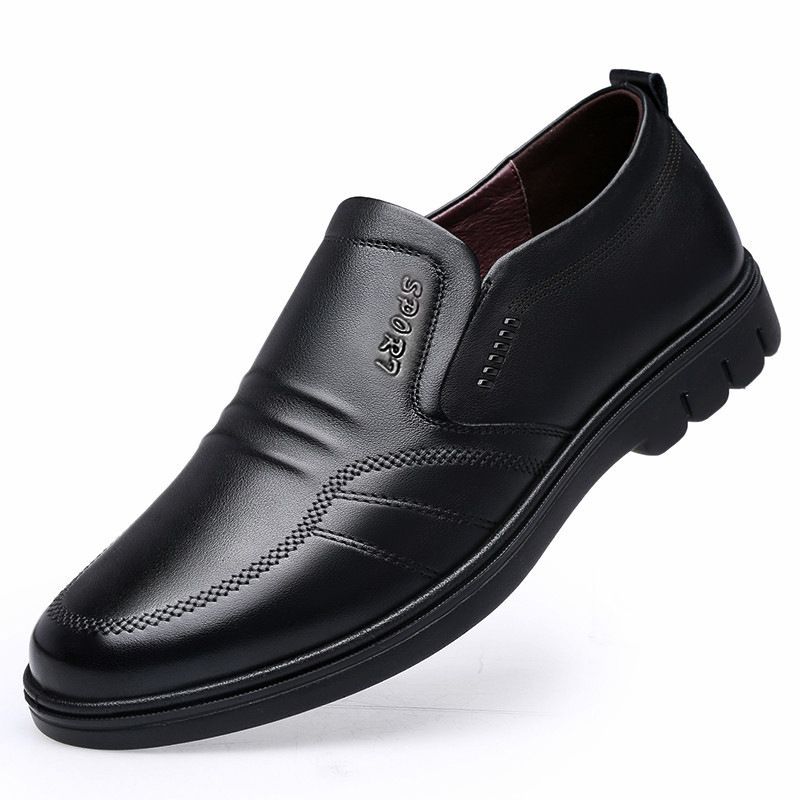Men's New Casual Leather Shoes Comfortable Black